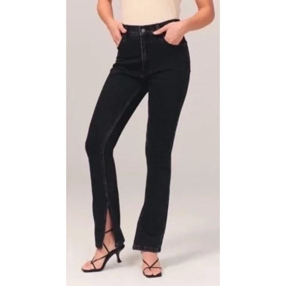 Abercrombie & Fitch The Skinny High Rise Ankle Slit Jeans Size 23 000S Black